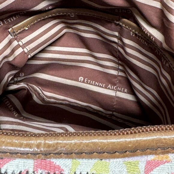 Vintage Etienne Aigner Tuscon Patchwork‎ Canvas Shoulder Bag Tote Purse Boho - Picture 13 of 16